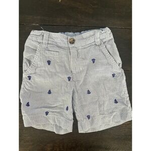 Bowen & Wright Seersucker Shorts Sailboat‎ Print Adjustable Waist 24M